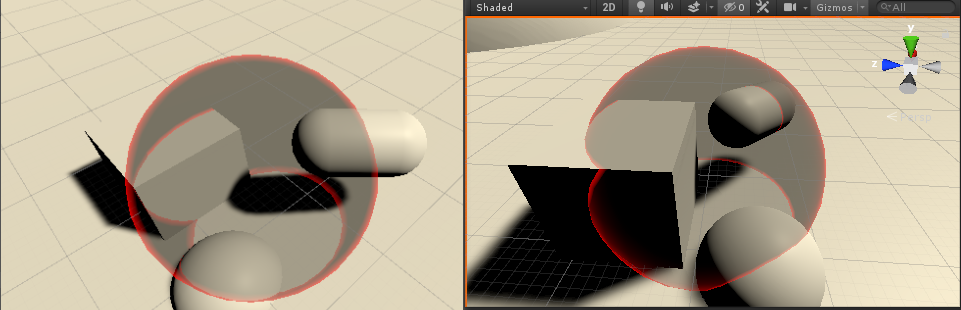 效果 直接轮廓高亮(左) 菲涅尔(右)