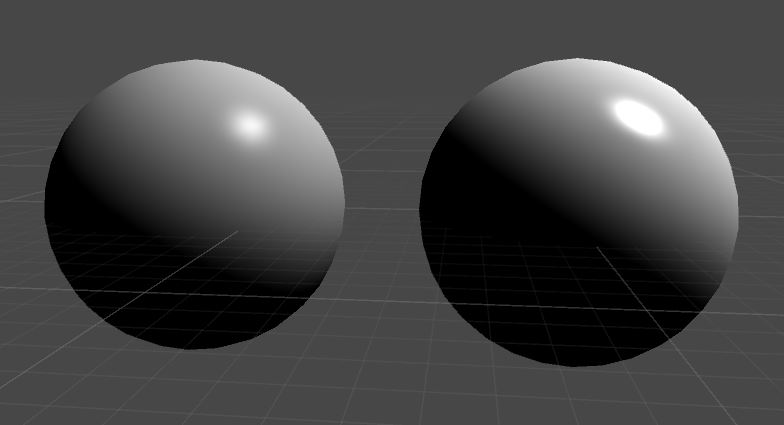 镜面反射效果(左StandarShader，左边是我们自定义的)
