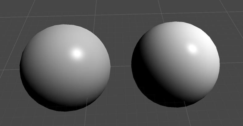 镜面反射效果2(左StandarShader，左边是我们自定义的)